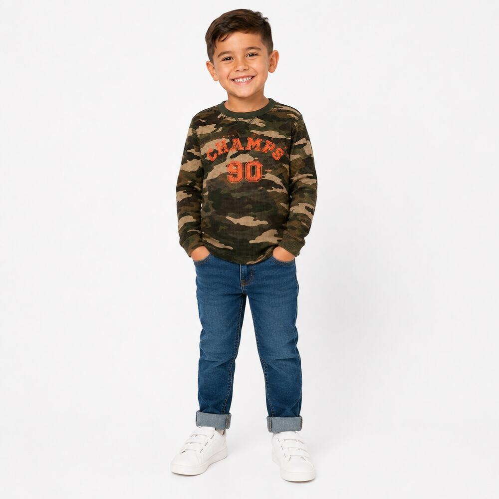 The Children's Place Boys Long Sleeve Camo Thermal Shirt "Champs 90" - Size XS/4
